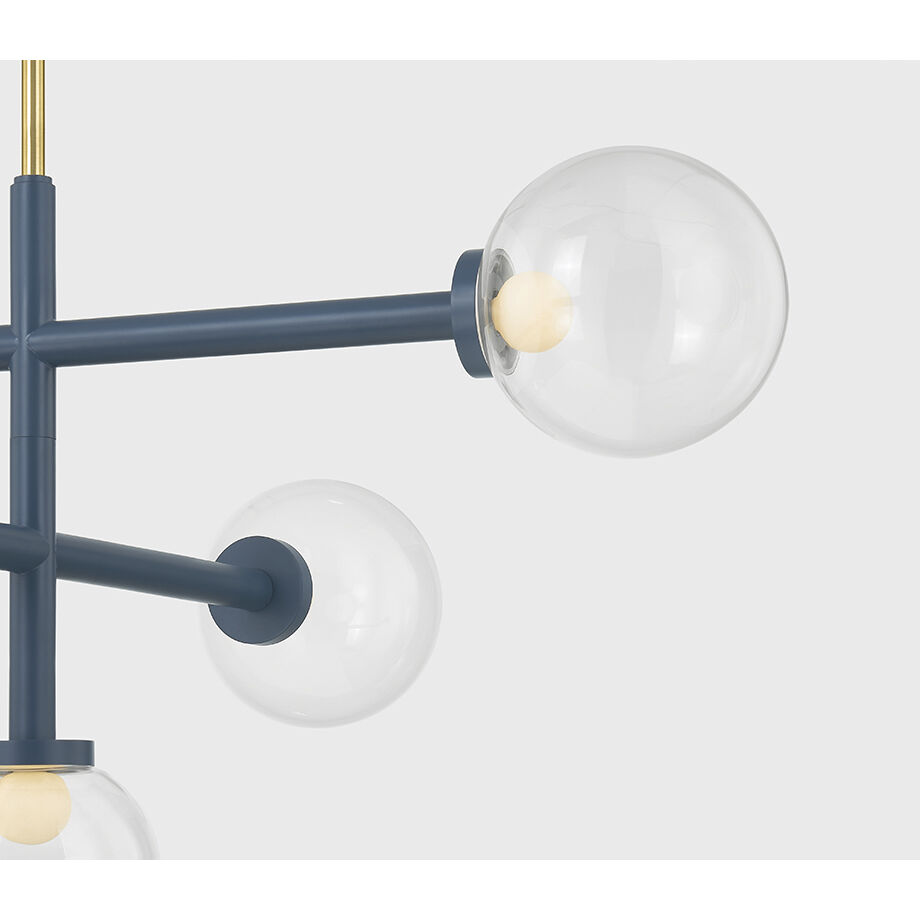 Sia 5 Light 43.25 inch Aged Brass/Slate Blue Chandelier Ceiling Light